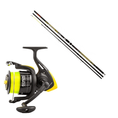 Trabucco Sonic XS Surf 420cm / 250g + Trabucco Sonic XS 8000 Sæt Gul